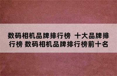 数码相机品牌排行榜  十大品牌排行榜 数码相机品牌排行榜前十名